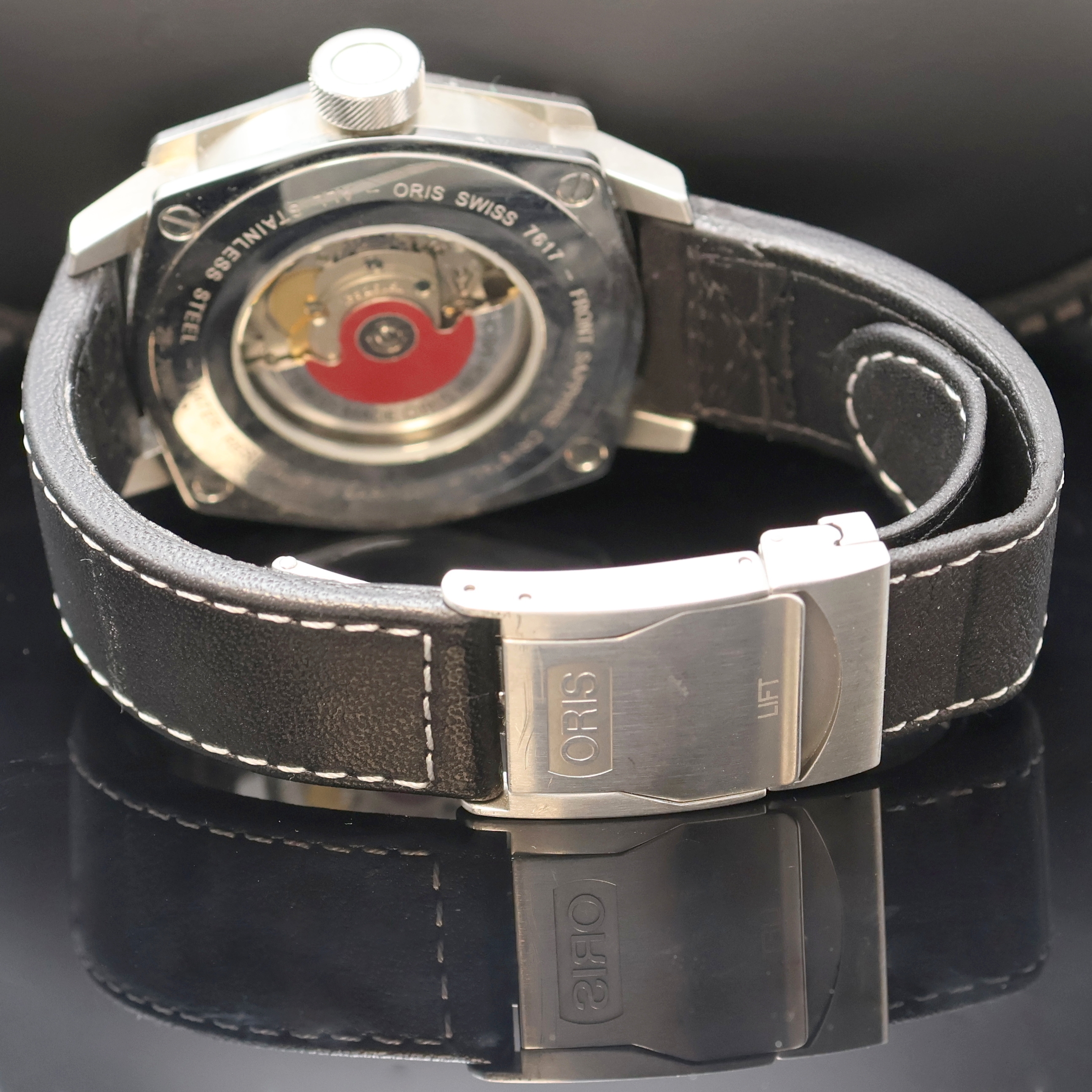 Detail c: ORIS BC4 Herrenarmbanduhr Referenz 7617, Schweiz verk. lt. beil. Garantiekarte 04/2011, Automatik, beids. vergl. Edelstahlgeh. inkl. orig. Lederband ...