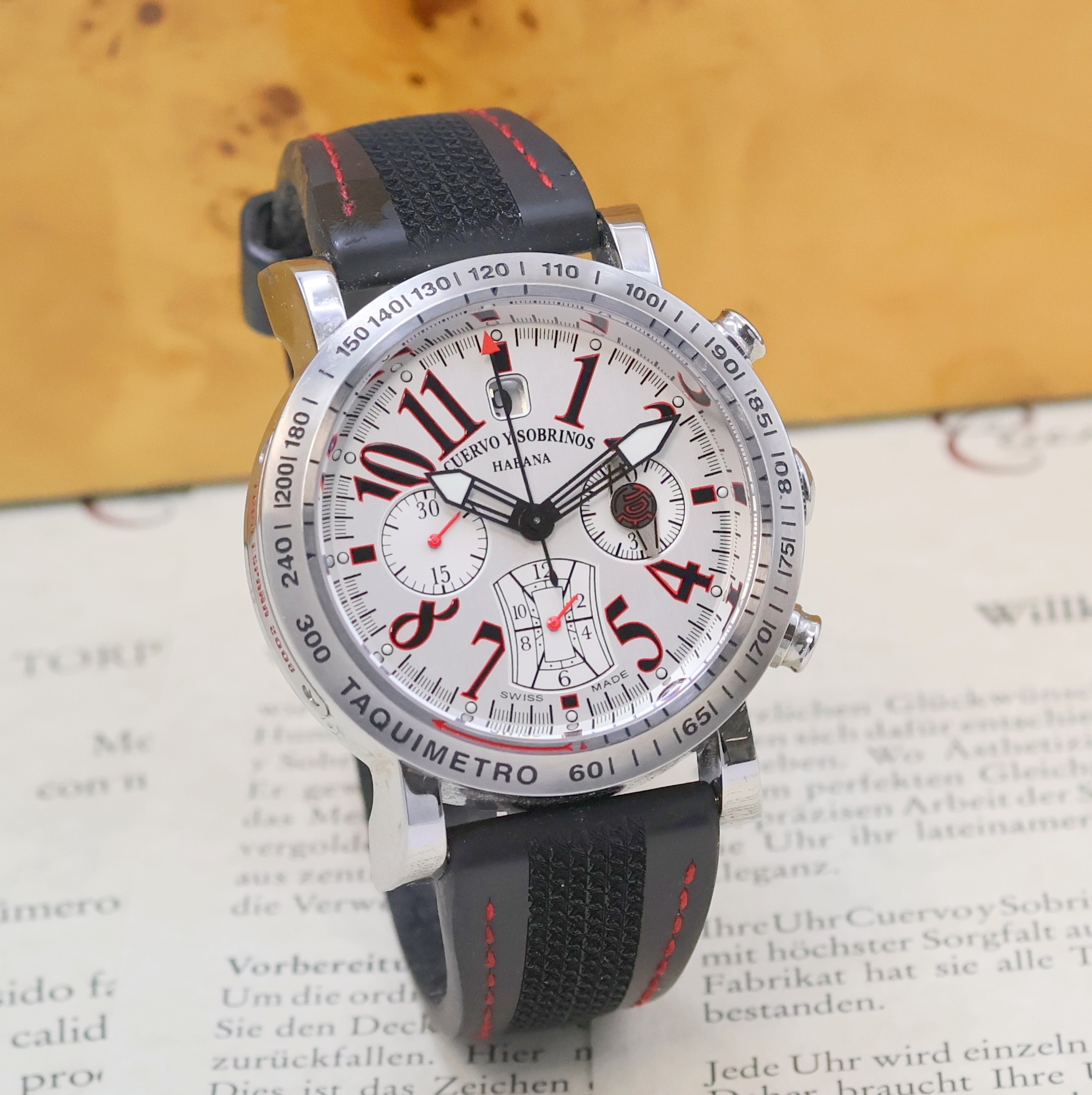 Detail b: CUERVO Y SOBRINOS Torpedo Habana auf 200 Stück limitierter Armbandchronograph "Tour Espana 2009" Referenz 3025, Schweiz verk. lt. beil. ...
