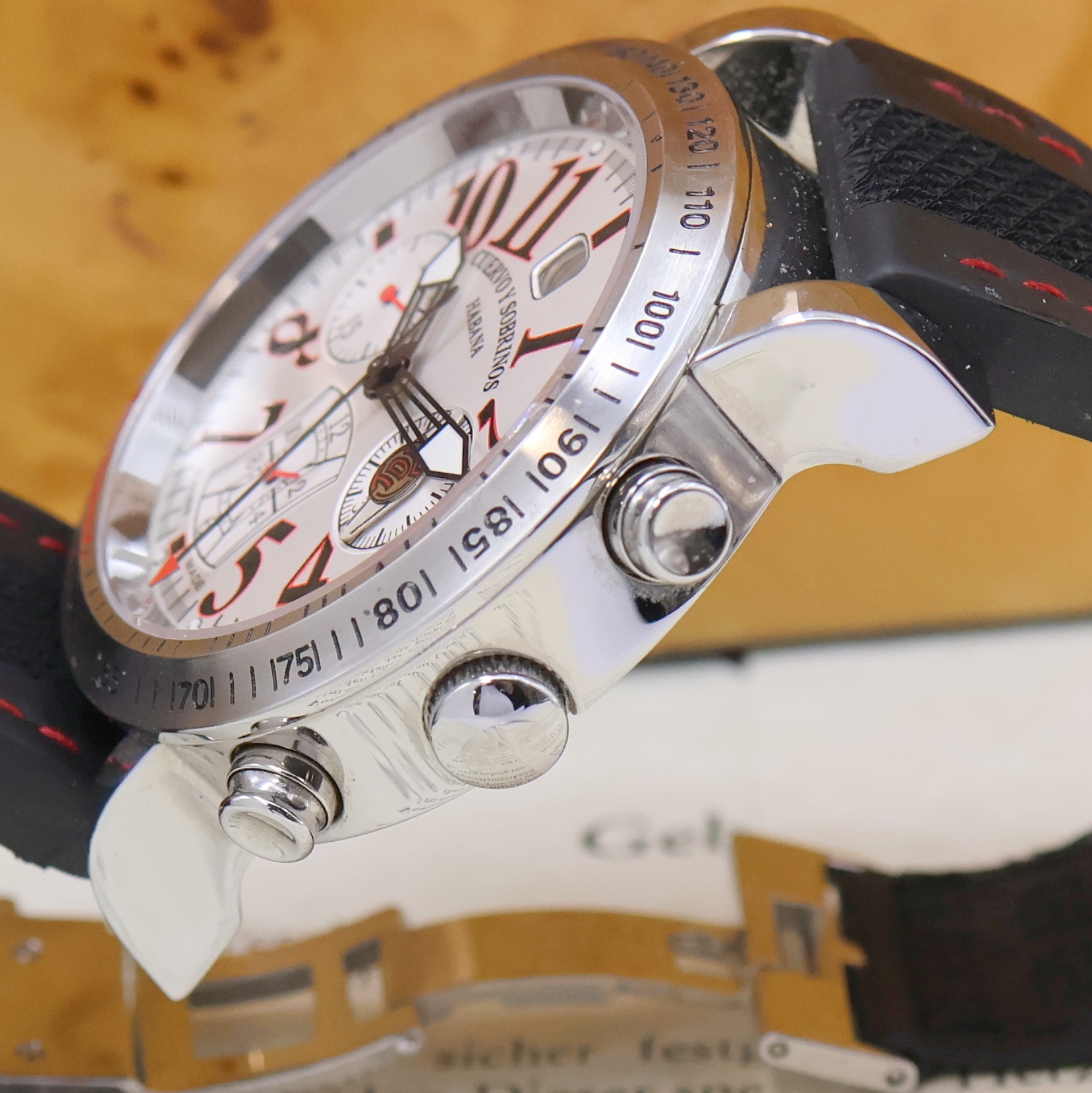 Detail d: CUERVO Y SOBRINOS Torpedo Habana auf 200 Stück limitierter Armbandchronograph "Tour Espana 2009" Referenz 3025, Schweiz verk. lt. beil. ...