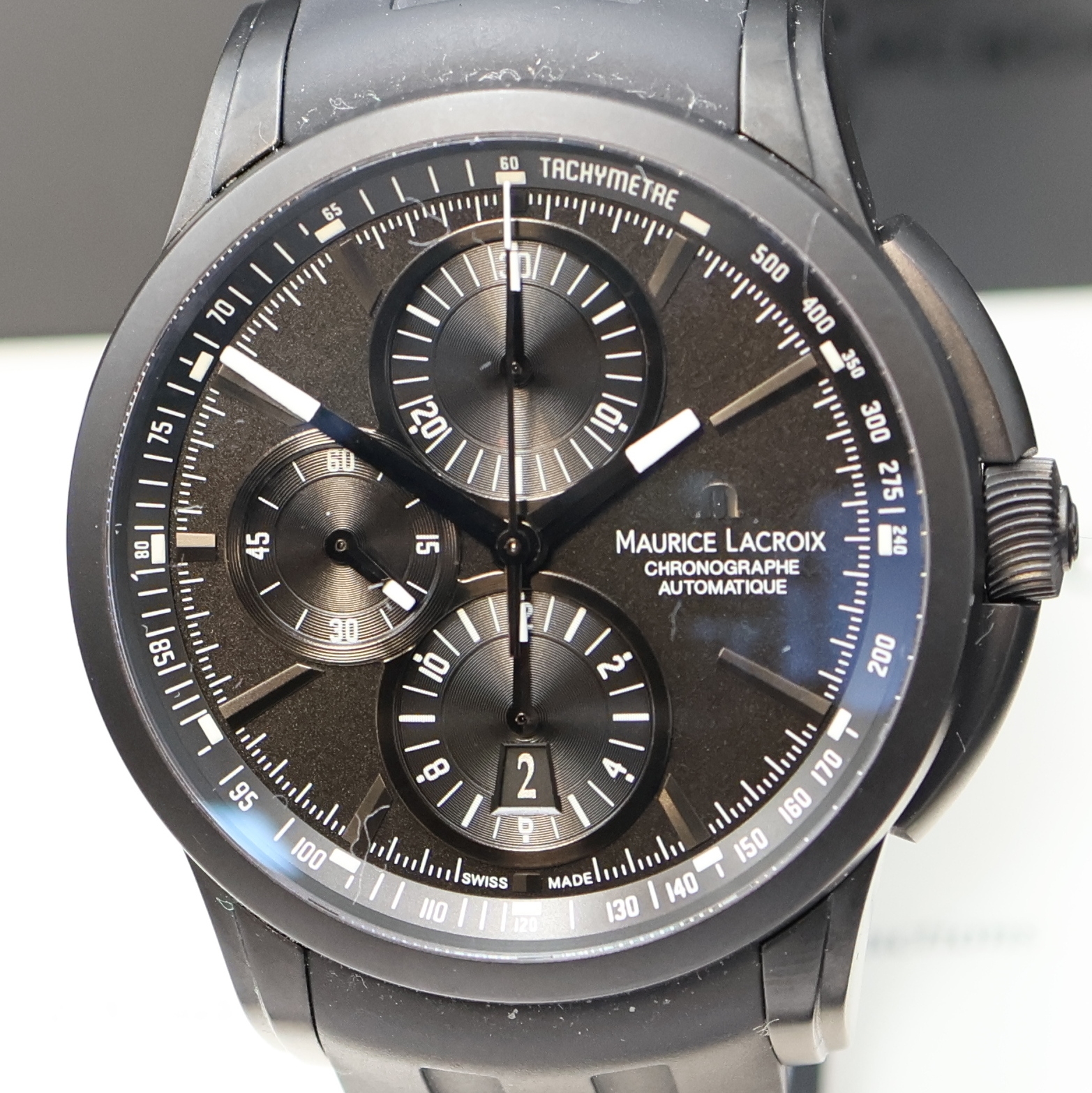 Detail a: MAURICE LACROIX Pontos Armbandchronograph Referenz PT6178/88, Schweiz um 2007, Automatik, geschw. Edelstahlgeh. beids. vergl., orig. Kautschukband m. ...