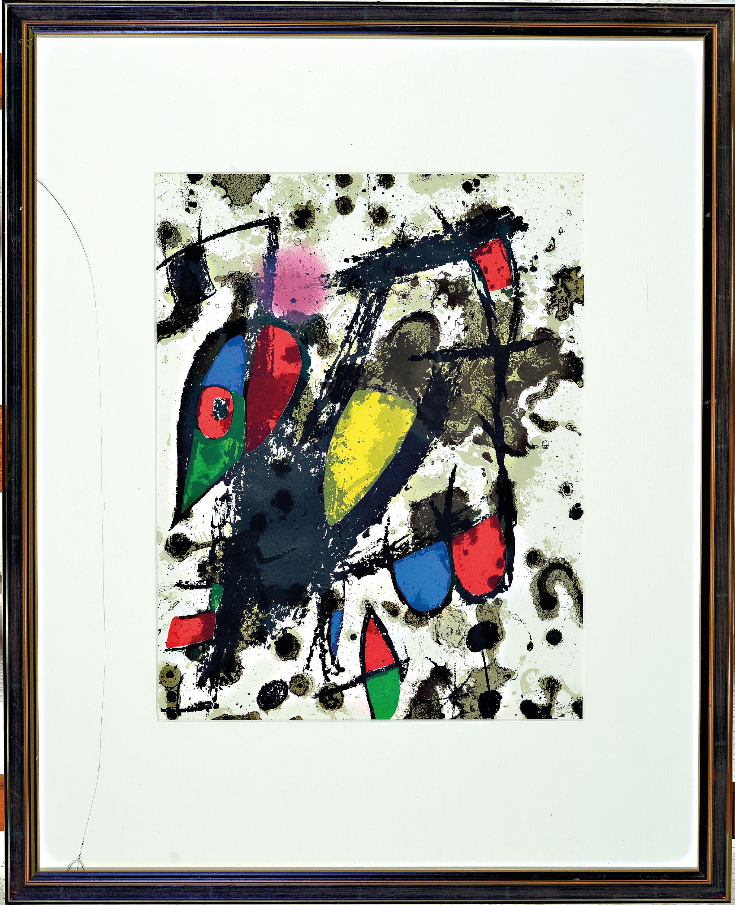 Detail k: Joan Miro, 1893-1983, Farblithographie, "Mutiges Mäuschen", 1972, Maeght, Paris, unterPP und Glas gerahmt (Glas gesprungen), 53x43 cm