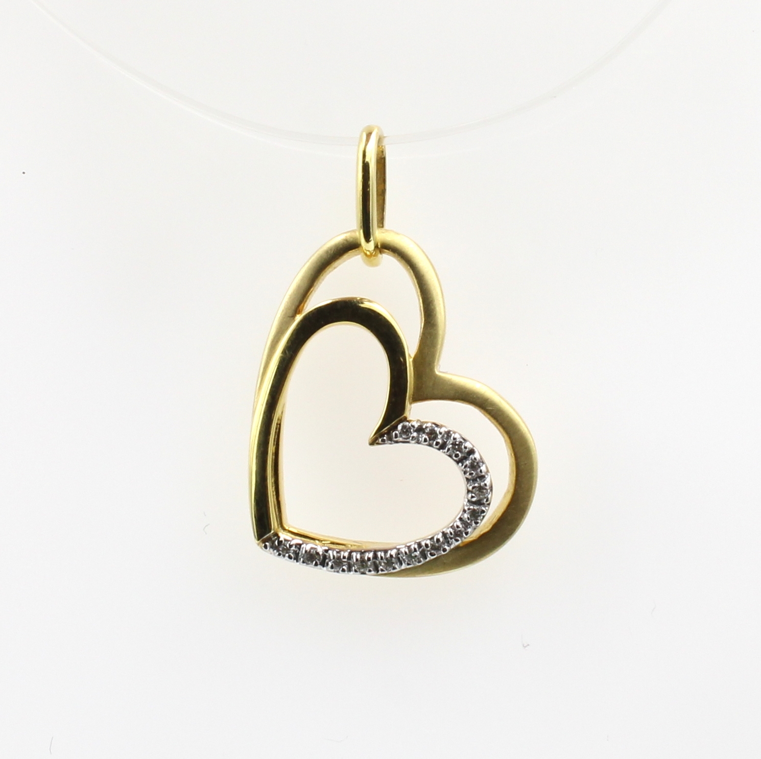 Image 27024080 - Herzanhänger mit Brillanten, GG 585/000, z. T. matt., 14 Brill. zus. ca. 0.07 ct ...