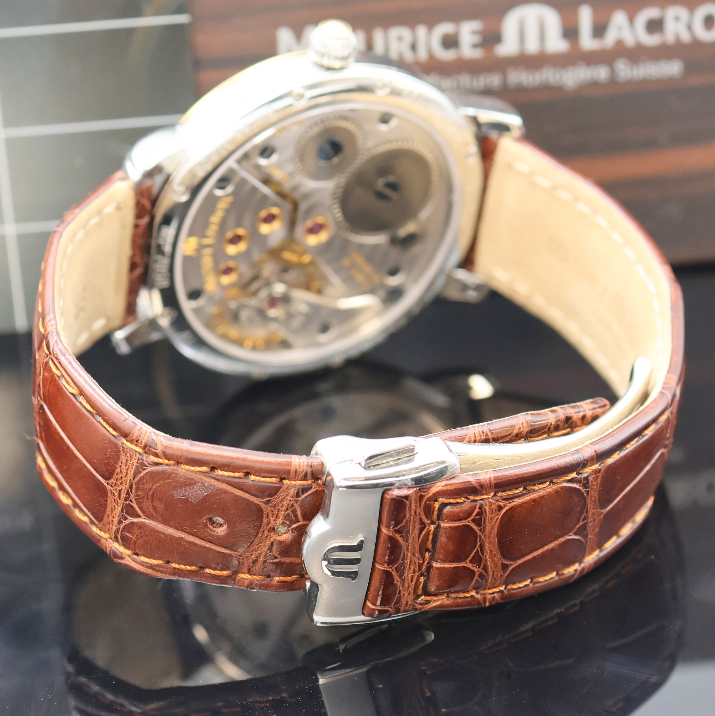Detail c: MAURICE LACROIX Herrenarmbanduhr Jour et Nuit Referenz MP7058, Schweiz verk. lt. beil. Garantie 02/2007, Handaufzug, beids. vergl. Edelstahlgeh., ...