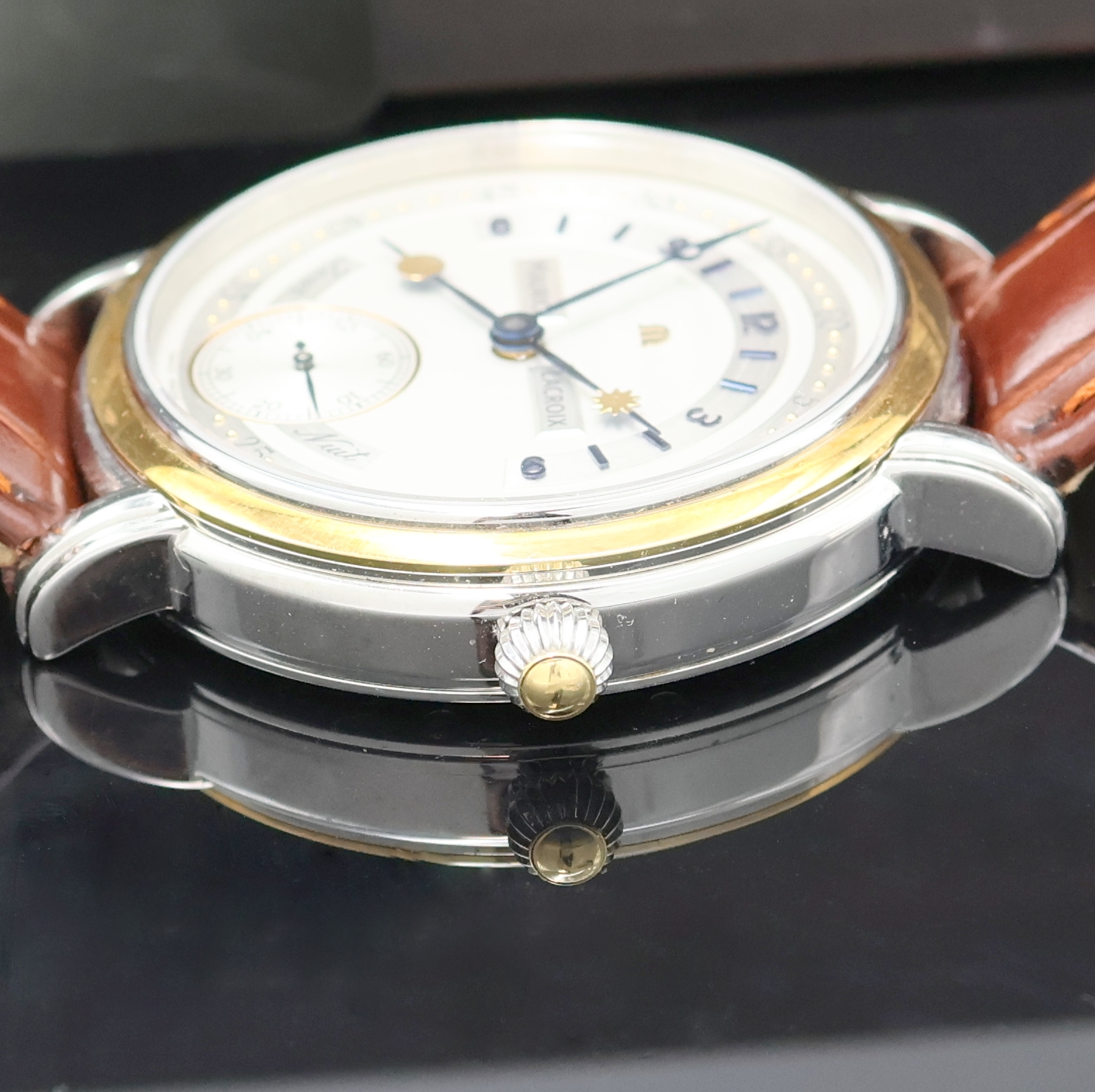 Detail d: MAURICE LACROIX Herrenarmbanduhr Jour et Nuit Referenz MP7058, Schweiz verk. lt. beil. Garantie 02/2007, Handaufzug, beids. vergl. Edelstahlgeh., ...