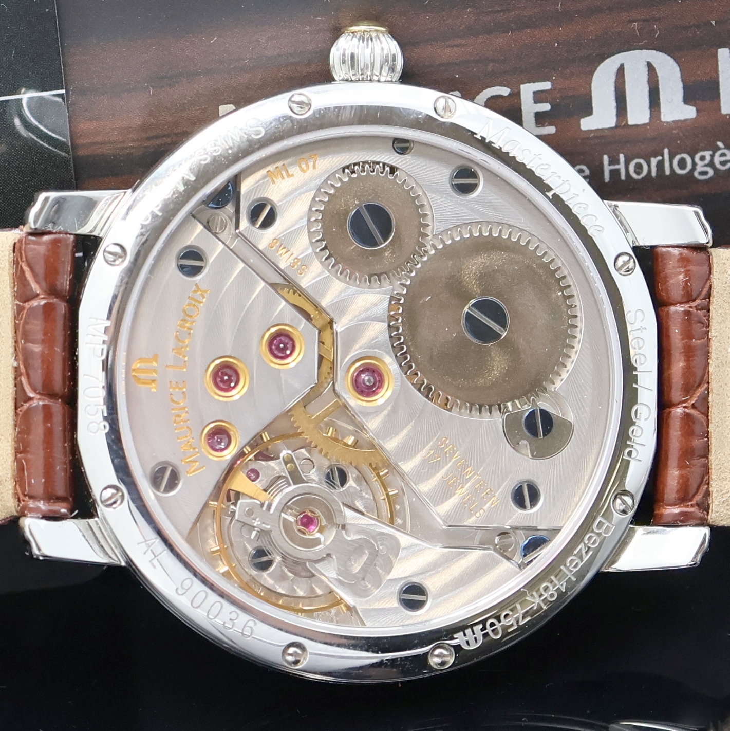 Detail e: MAURICE LACROIX Herrenarmbanduhr Jour et Nuit Referenz MP7058, Schweiz verk. lt. beil. Garantie 02/2007, Handaufzug, beids. vergl. Edelstahlgeh., ...