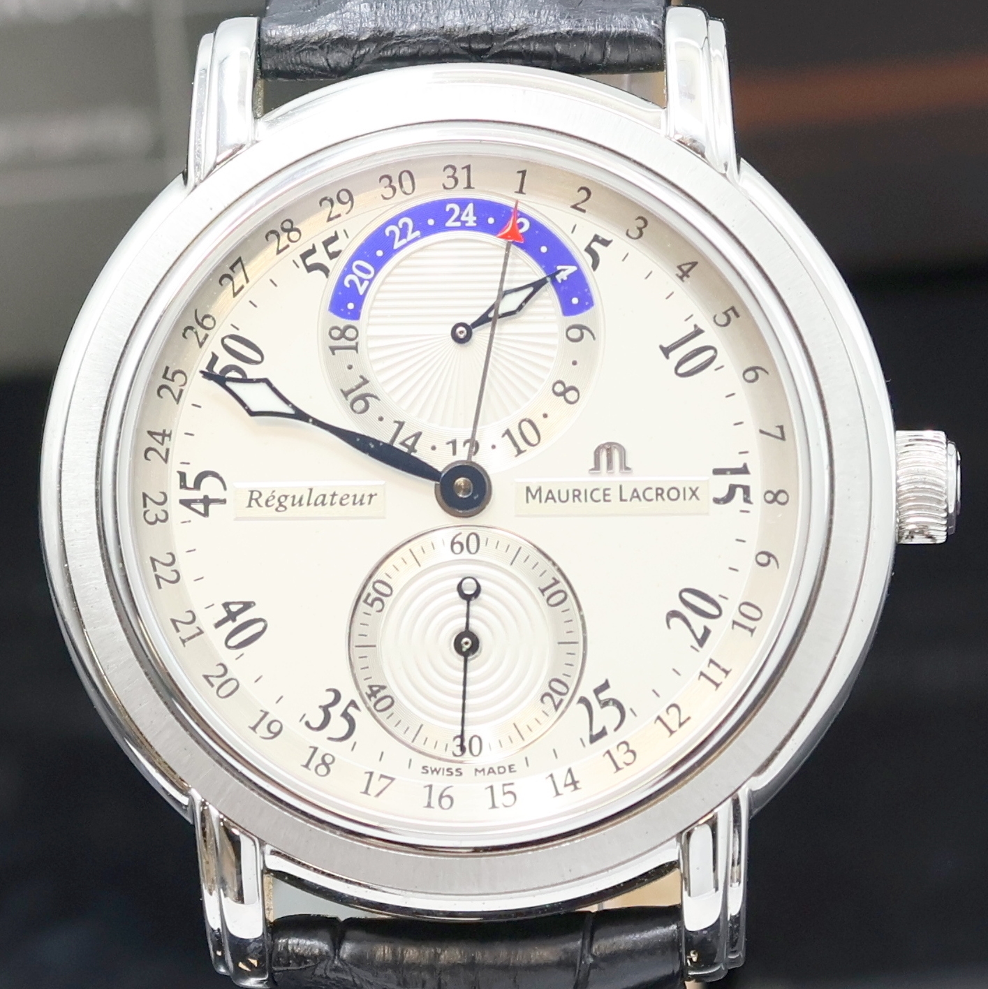 Detail a: MAURICE LACROIX Masterpiece Regulateur Herrenarmbanduhr Referenz MP6148, Schweiz verk. lt. beil. Garantiekarte 02/2007, Automatik, beids. vergl. ...