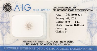 Image Loser Brillant, 0.76 ct, Weiß(H)/p1, eingeschweißt, mit AIG-Expertise Schätzpreis: ...