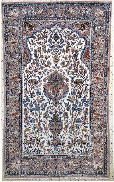 Image Esfahan fein, Persien, Mitte 20.Jhd, Korkwolle mit und auf Seide, ca. 180 x 110 cm,ca. ...