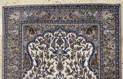 27024064a - Esfahan fein, Persien, Mitte 20.Jhd, Korkwolle mit und auf Seide, ca. 180 x 110 cm,ca. ...