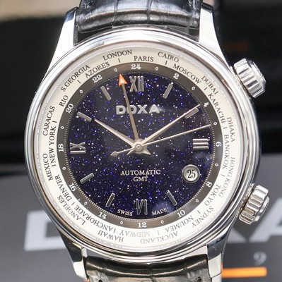 27024065a - DOXA Blue Planet GMT auf 500 Stück limitierte Armbanduhr Referenz D181SBU, Schweiz ...