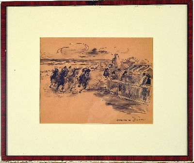 27024081k - Otto Dill, 1884 Neustadt-1957 Bad Dürkheim, Tuschezeichnung, Pferderennen, in der ...