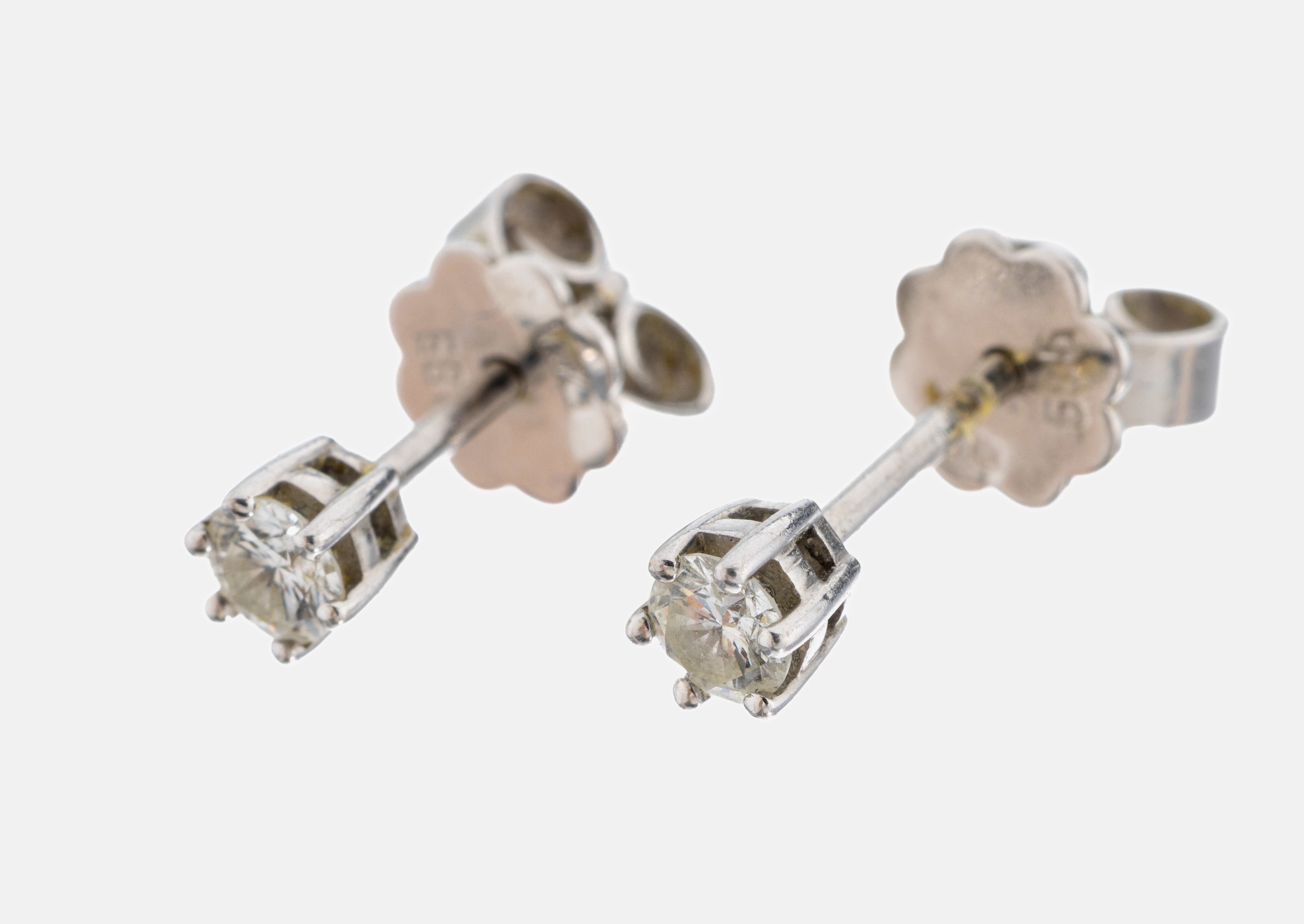 Image 27024238 - Paar 14 kt Gold Brillant-Ohrstecker, WG 585/000, 2 Brillanten zus. ca. 0.23 ct ...