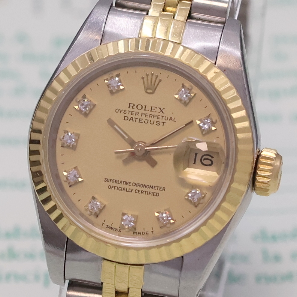 Detail a: ROLEX Oyster Perpetual Datejust Damenarmbanduhr Referenz 69173, Schweiz verk. lt. beil. Garantie 06/1986, Automatik, Chronometer der Superlative in ...