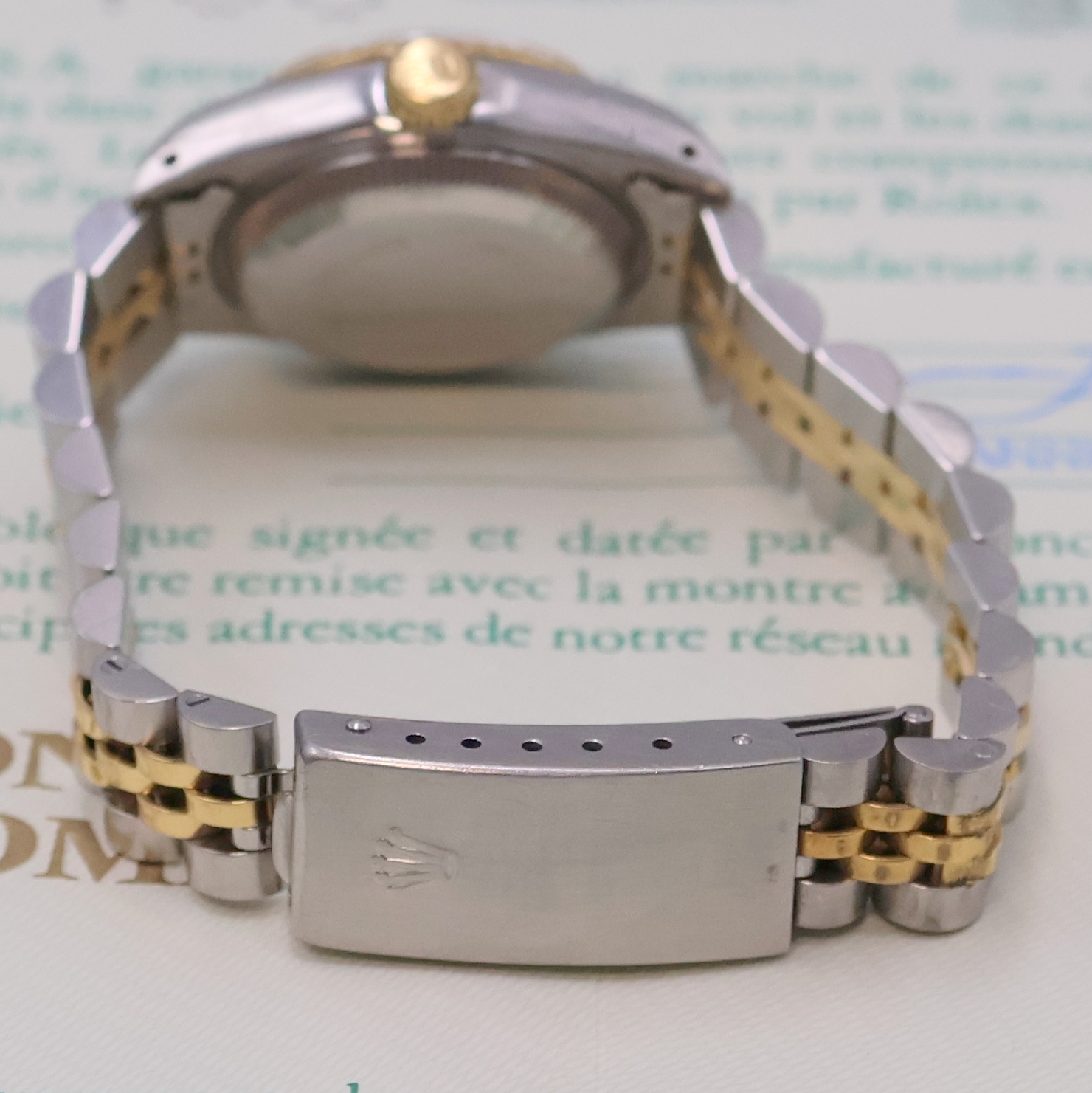 Detail b: ROLEX Oyster Perpetual Datejust Damenarmbanduhr Referenz 69173, Schweiz verk. lt. beil. Garantie 06/1986, Automatik, Chronometer der Superlative in ...
