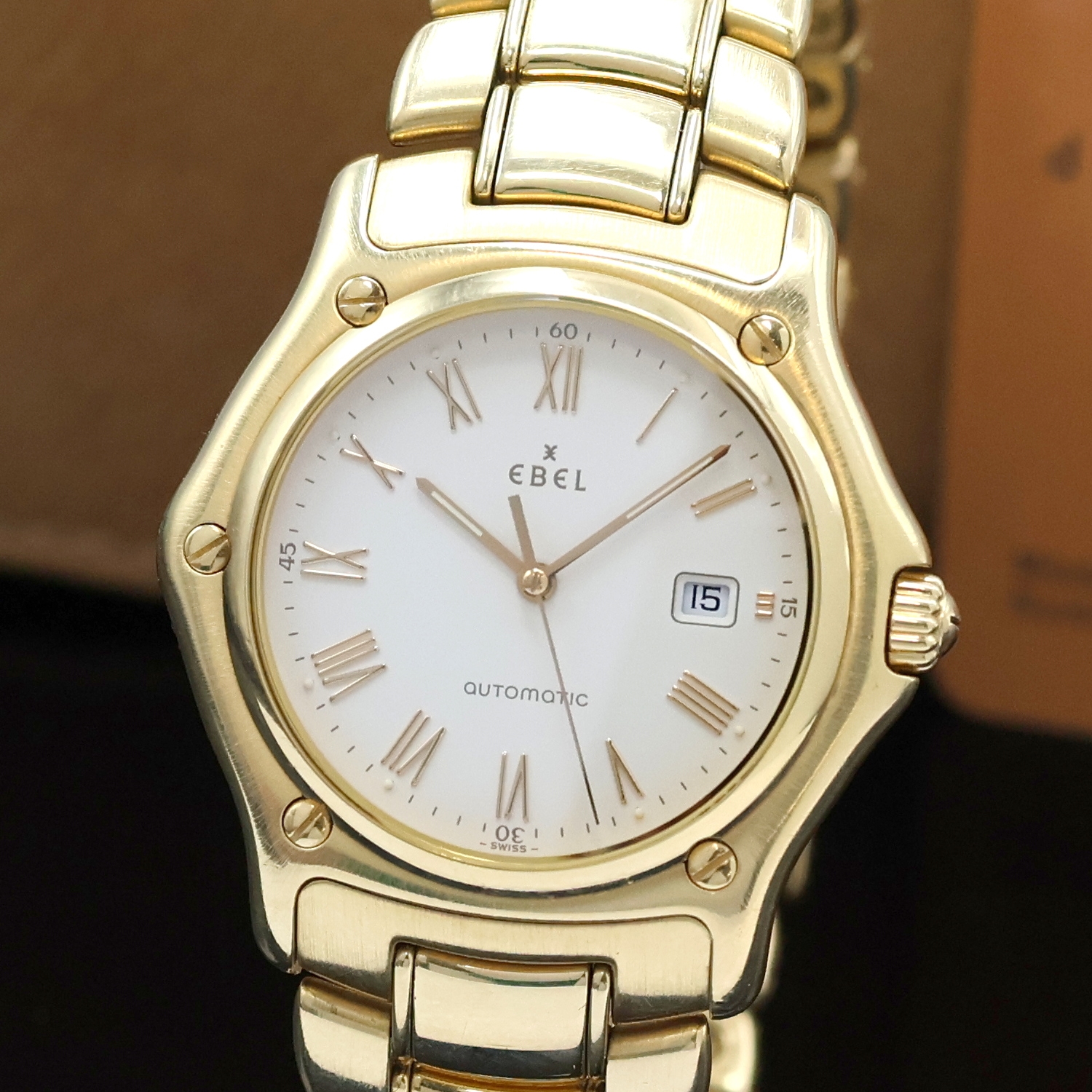 Detail a: EBEL 1911 Armbanduhr in GG 750/000 Referenz 893902, Schweiz verk. lt. beil. Garantiekarte 01/1998, Automatik, massives Geh. inkl. orig. Goldband m. ...