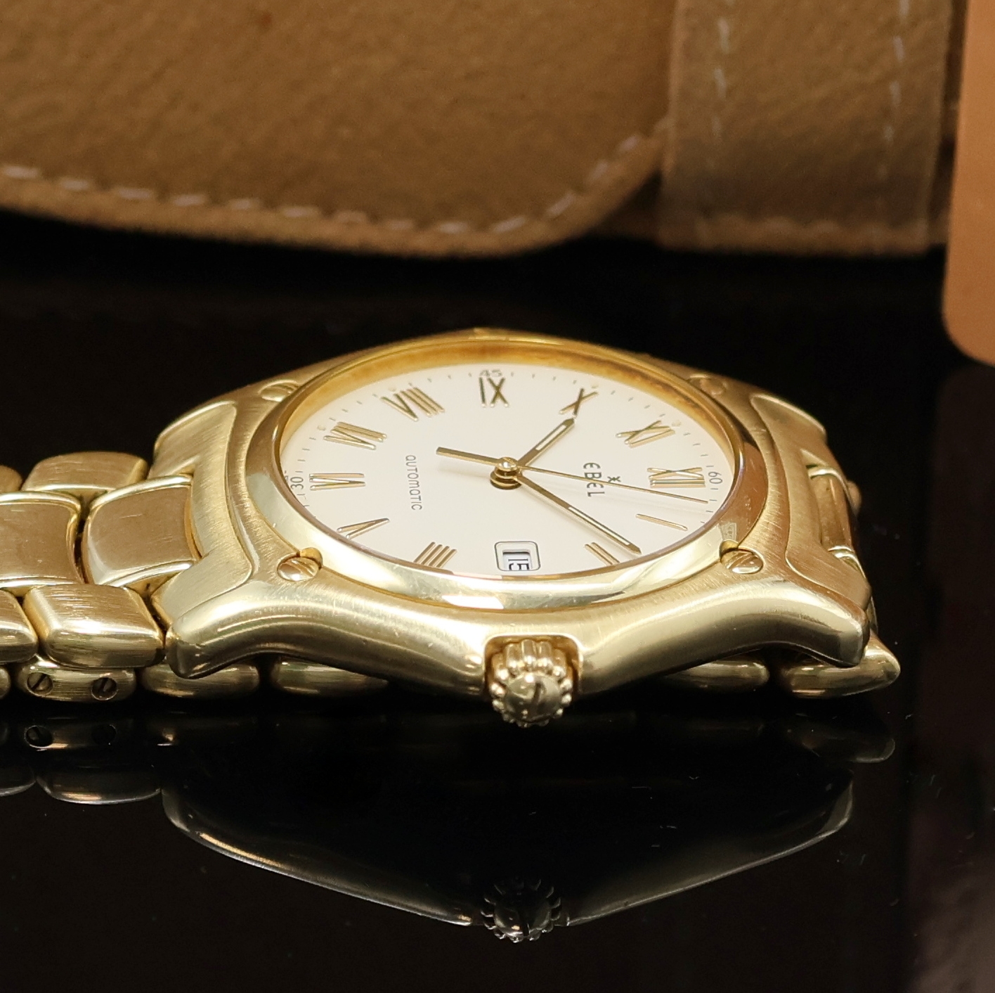 Detail d: EBEL 1911 Armbanduhr in GG 750/000 Referenz 893902, Schweiz verk. lt. beil. Garantiekarte 01/1998, Automatik, massives Geh. inkl. orig. Goldband m. ...