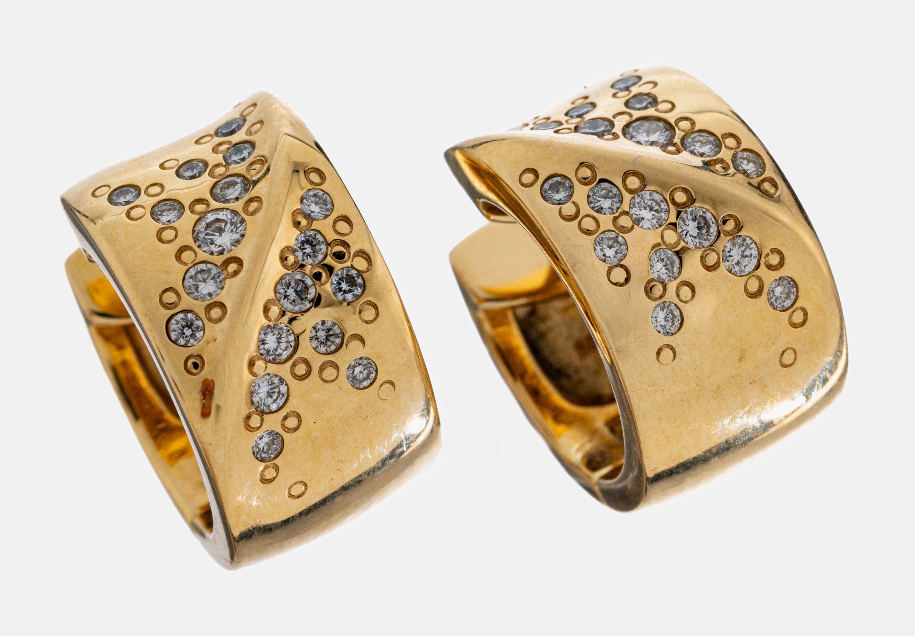 Image 27024504 - Paar 14 kt Gold Brillant-Ohrcreolen, GG 585/000, qualitätvolle Verarbeitung, 36 ...