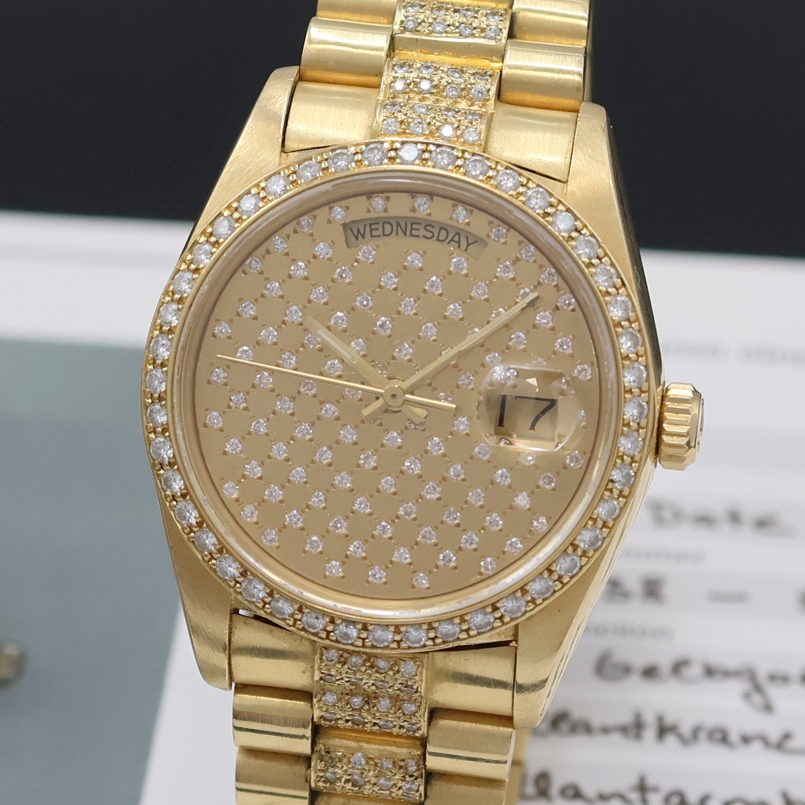 Detail a: ROLEX Oyster Perpetual Day-Date Herrenarmbanduhr in GG 750/000 Referenz 18038, Schweiz um 2000, Chronometer der Superlative, Präsidentband und ...