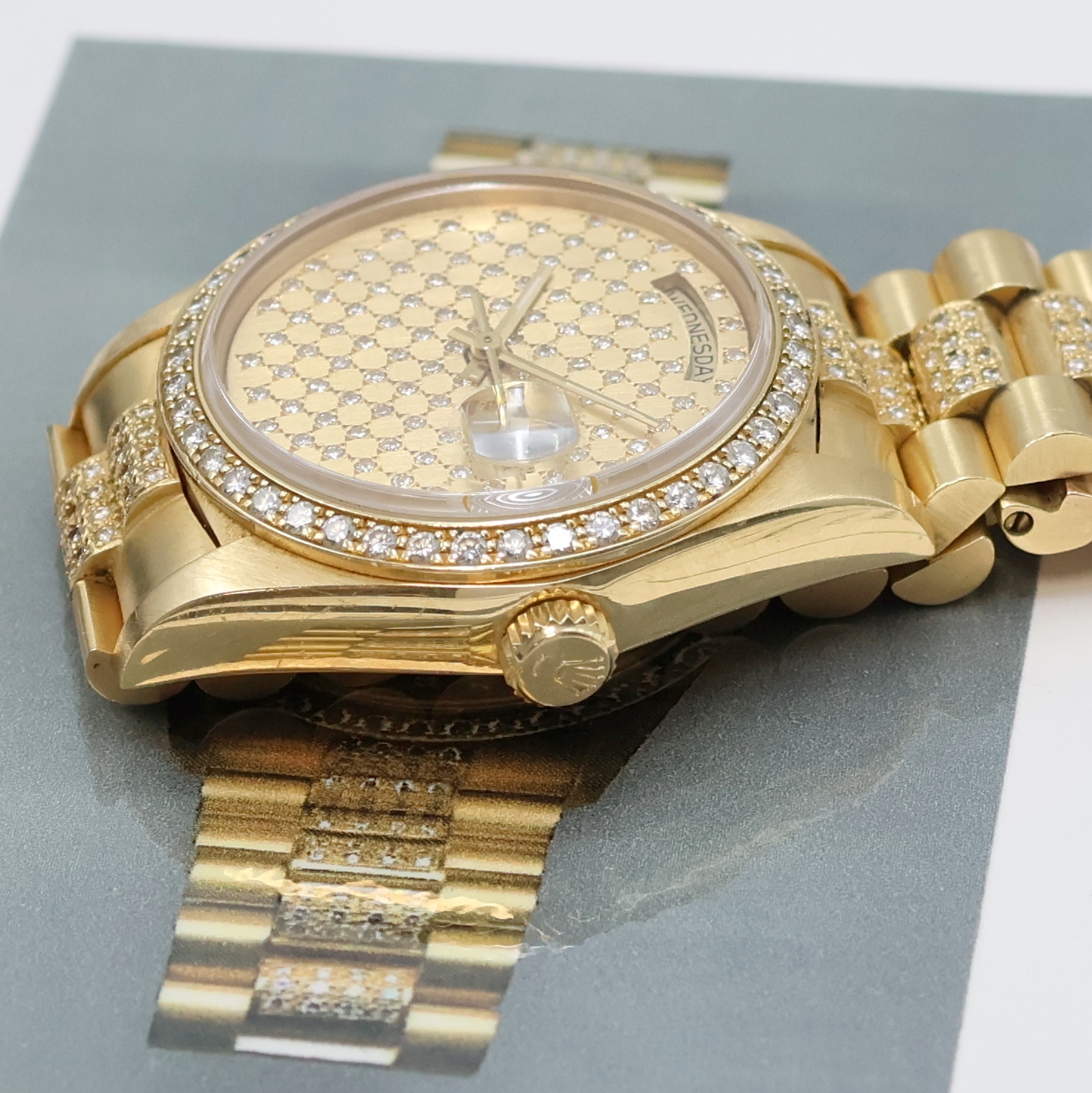 Detail d: ROLEX Oyster Perpetual Day-Date Herrenarmbanduhr in GG 750/000 Referenz 18038, Schweiz um 2000, Chronometer der Superlative, Präsidentband und ...