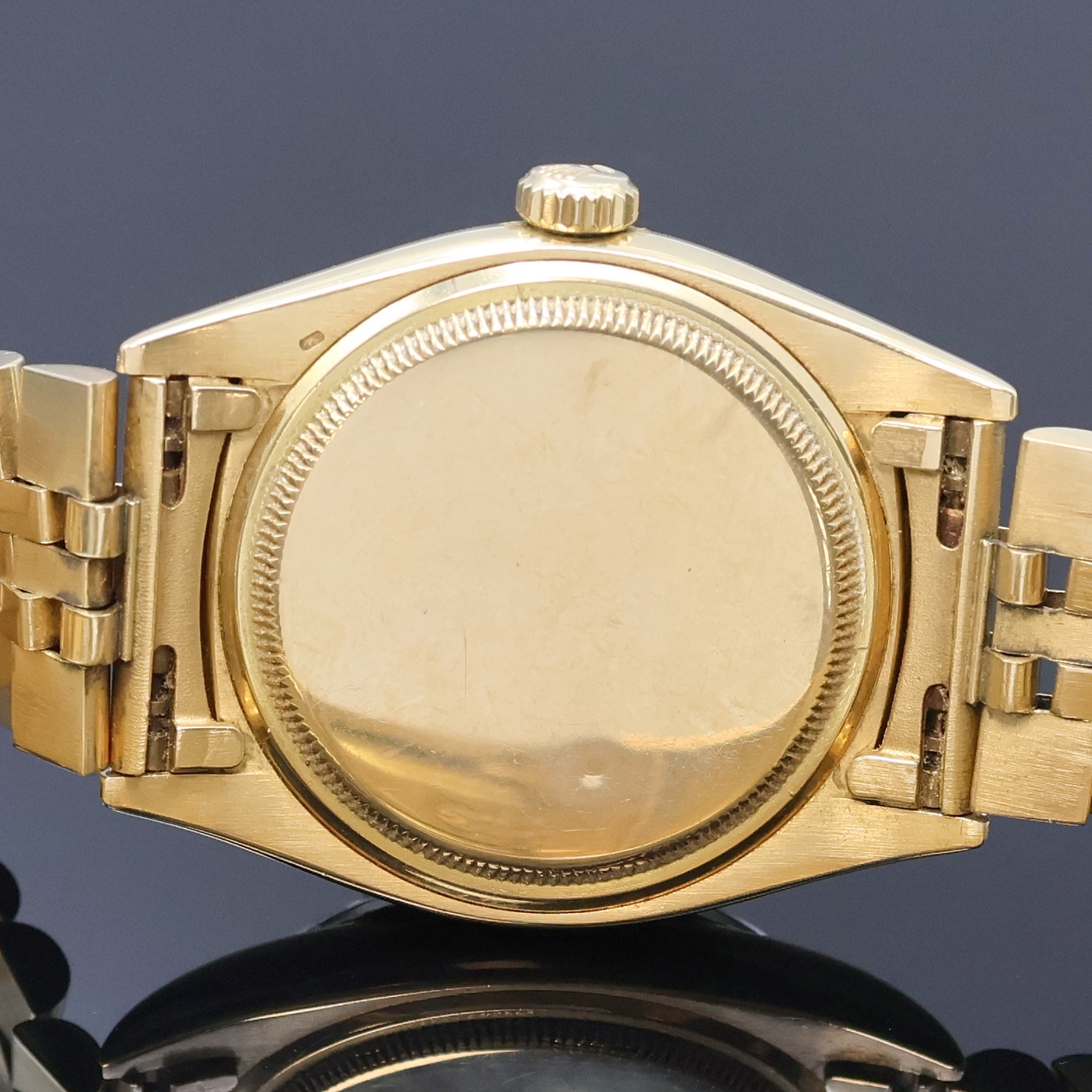 Detail e: ROLEX Oyster Perpetual Datejust Herrenarmbanduhr in GG 750/000 Referenz 6605, Schweiz um 1958, Automatik, Chronometer der Superlative inkl. orig. ...