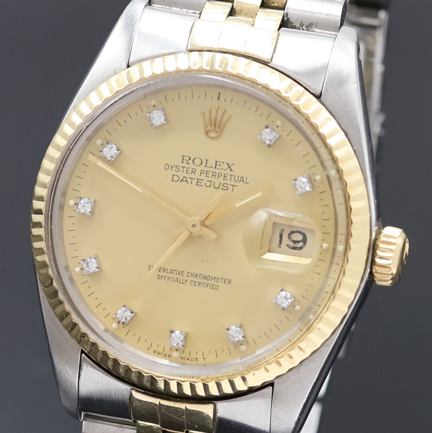 Detail a: ROLEX Oyster Perpetual Datejust Armbanduhr Referenz 16013, Schweiz um 1979, Automatik, chronometer der Superlative in Edelstahl/Gold inkl. orig. ...