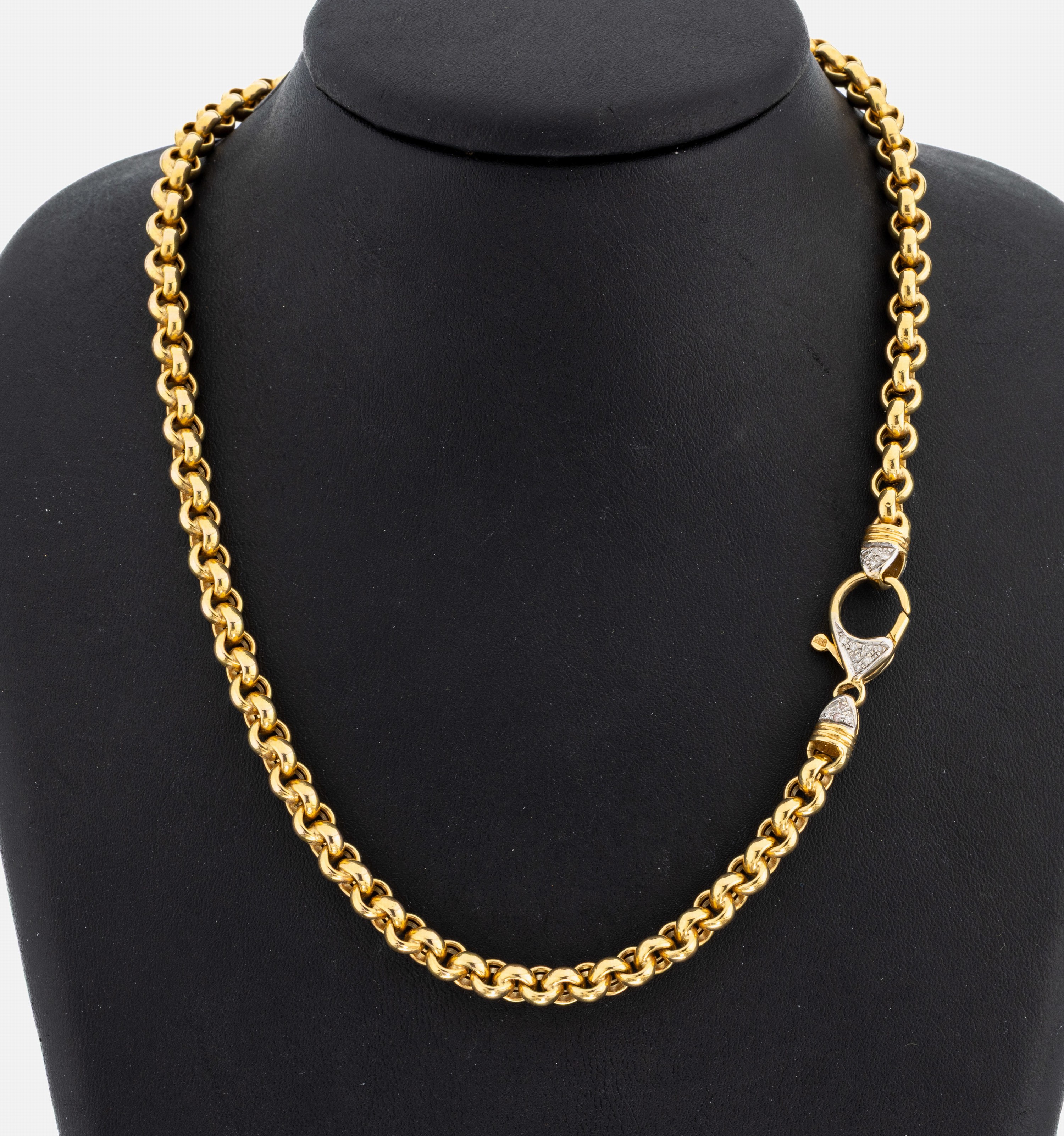 Image 27024512 - 14 kt Gold Diamant-Collier, GG 585/000, Erbskette, L. ca. 45 cm, Karabinerschließe ...