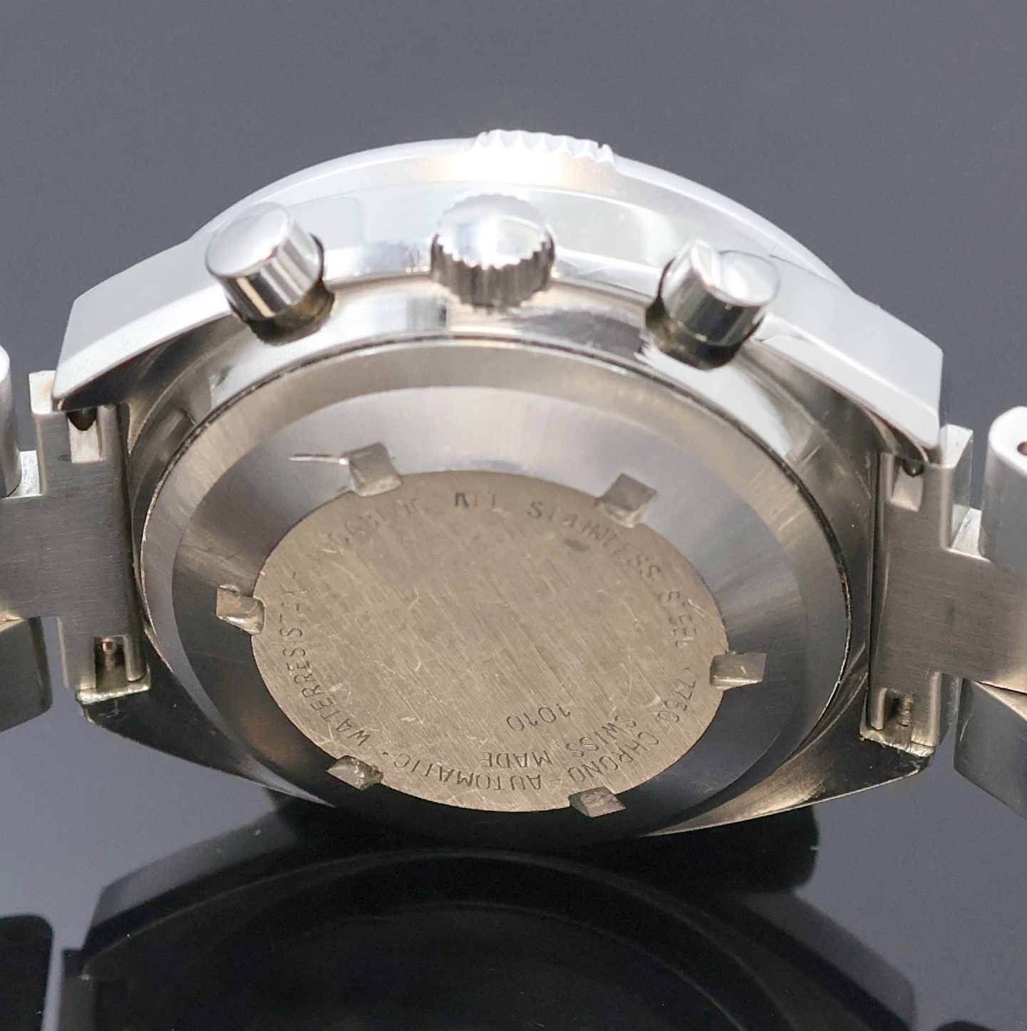 Detail d: CHRONOSPORT Armbandchronograph in Stahl, Schweiz um 2005, Automatik, Boden verschr., orig. Stahlband m. Faltschl., drehb. Lünette m. 60er-Teilung, ...