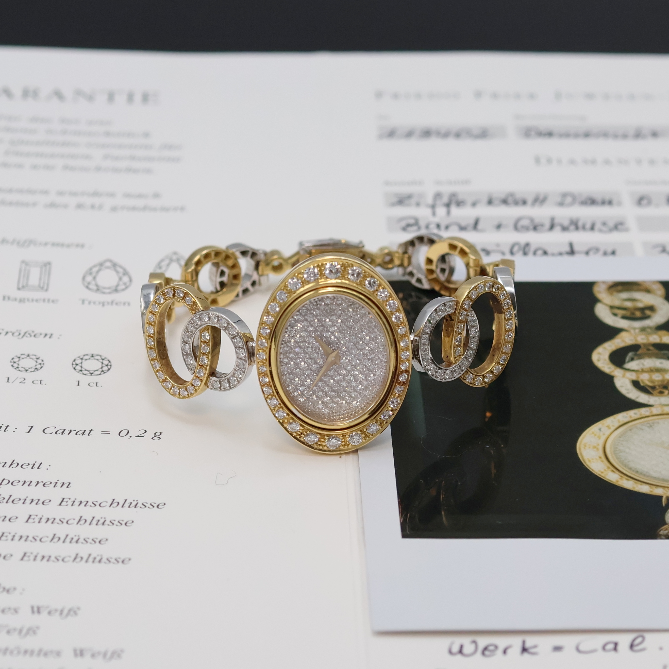 Image 27024519 - Ausgefallene Damenschmuckuhr mit Brillantbesatz in GG 750/000, Schweiz verk. lt. ...