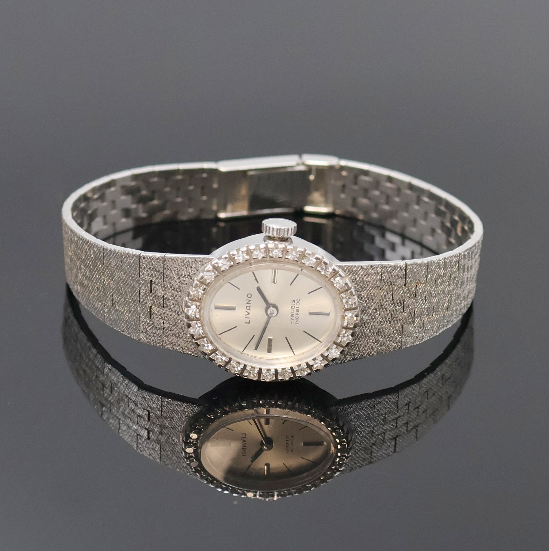 Image 27024544 - LIVANO Damenarmbanduhr in WG 585/000 mit Diamanten, Schweiz um 1965, Handaufzug, ...