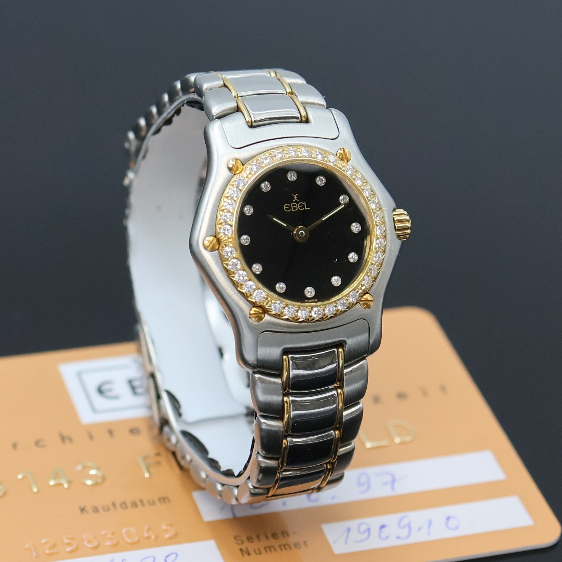 Detail b: EBEL 1911 Damenarmbanduhr Referenz 190910, Schweiz verk. lt. beil. Garantiekarte 06/1997, quarz, Edelstahlgeh. inkl. orig. Gliederband m. Faltschl., ...