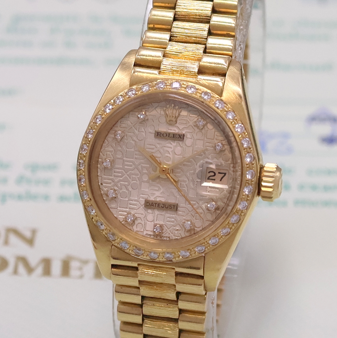 Detail a: ROLEX Datejust Damenarmbanduhr in GG 750/000 Referenz 6927/8, Schweiz verk. lt. beil. Zertifikat 10/1983, Automatik, Boden u. Krone verschr., orig. ...