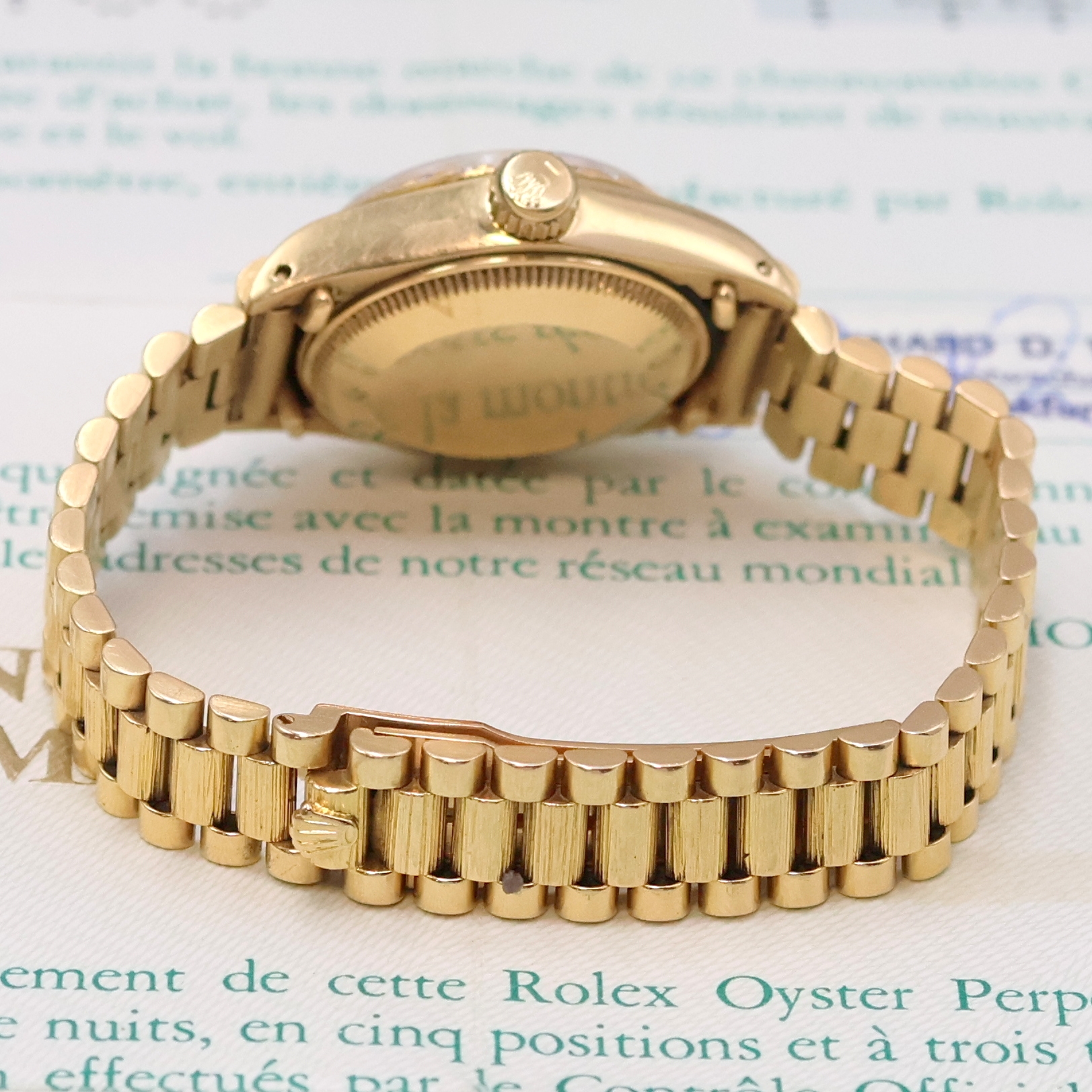 Detail b: ROLEX Datejust Damenarmbanduhr in GG 750/000 Referenz 6927/8, Schweiz verk. lt. beil. Zertifikat 10/1983, Automatik, Boden u. Krone verschr., orig. ...