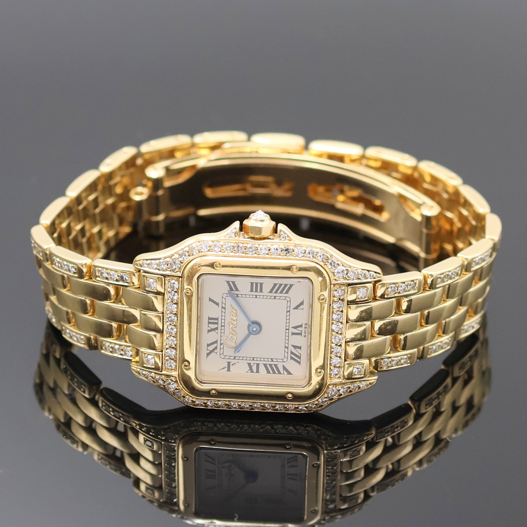 Image 27024582 - CARTIER Panthere Damenarmbanduhr in GG 750/000 mit Brillantbesatz, Schweiz um 1997, ...
