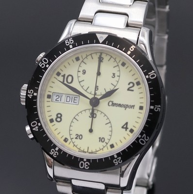 27024511a - CHRONOSPORT Armbandchronograph in Stahl, Schweiz um 2005, Automatik, beids. vergl. Geh., ...