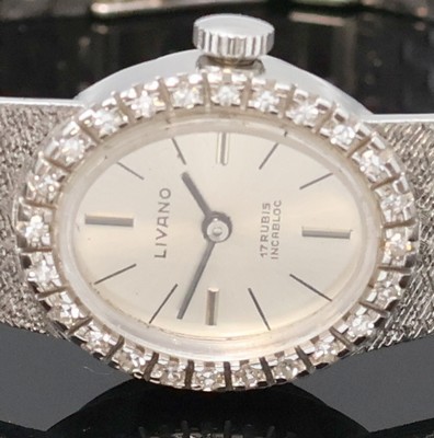 27024544a - LIVANO Damenarmbanduhr in WG 585/000 mit Diamanten, Schweiz um 1965, Handaufzug, ...