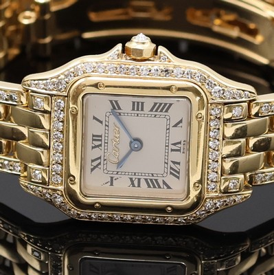 27024582a - CARTIER Panthere Damenarmbanduhr in GG 750/000 mit Brillantbesatz, Schweiz um 1997, ...