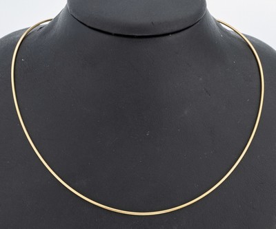 Image 18 kt Gold Halsreif, GG 750/000, D. ca. 1.48 mm, L. ca. 44.5 cm, Karabinerschließe, ...