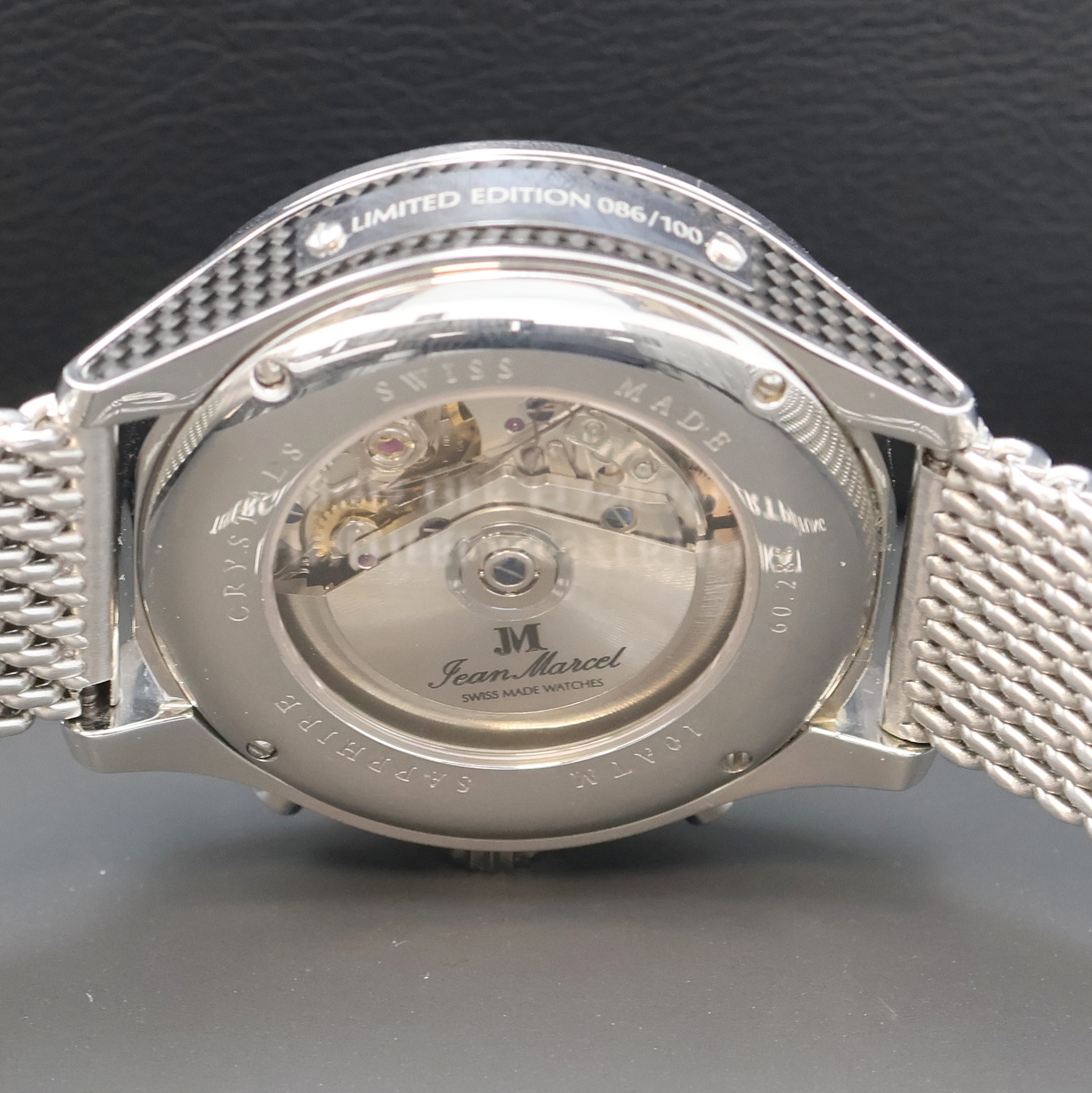 Detail f: JEAN MARCEL Mythos auf 100 Stück limitierter Armbandchronograph in Stahl/Carbon Referenz 60.288, Schweiz um 2010, Automatik, beids. vergl. Geh., ...