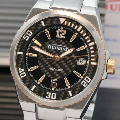 27024601a - GUINAND Herrenarmbanduhr in Stahl Referenz G2401, Schweiz verk. lt. Garantie 09/2011, ...