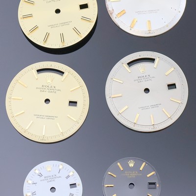 27024632b - ROLEX 6 Ziffernblätter, 2 x f. Day-Date, D. beide ca. 28,5 mm, 2 x f. Datejust, D. ca. ...