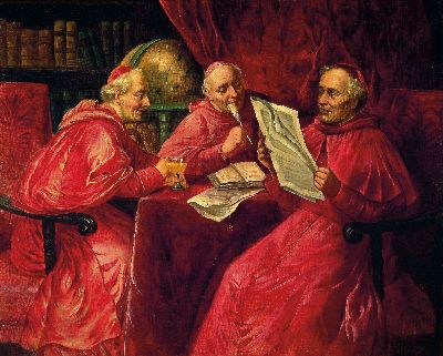 Image W. Lanz, Wiener Künstler des 19.Jh., erwähnt nach 1850, Drei Kardinäle im Gespräch, ...