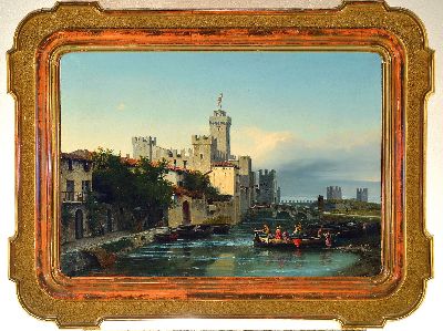 27024798k - Ercole Calvi, 1824 Verona-1900, ´Castello di Sermione - Lago di Garda´ so auf altem ...