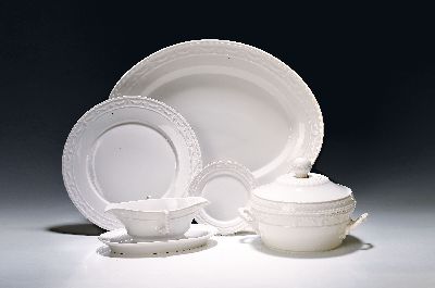 Image 42 pieces Dinner set, Kurland, KPM, white, 10 large flat plates, 8 large soup plates, 6 ...