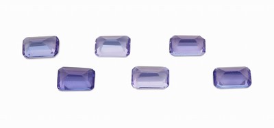 27025310a - Lot 6 lose Tansanite, zus. ca. 3.14 ct, facett. Baguettes in versch. Größen und ...