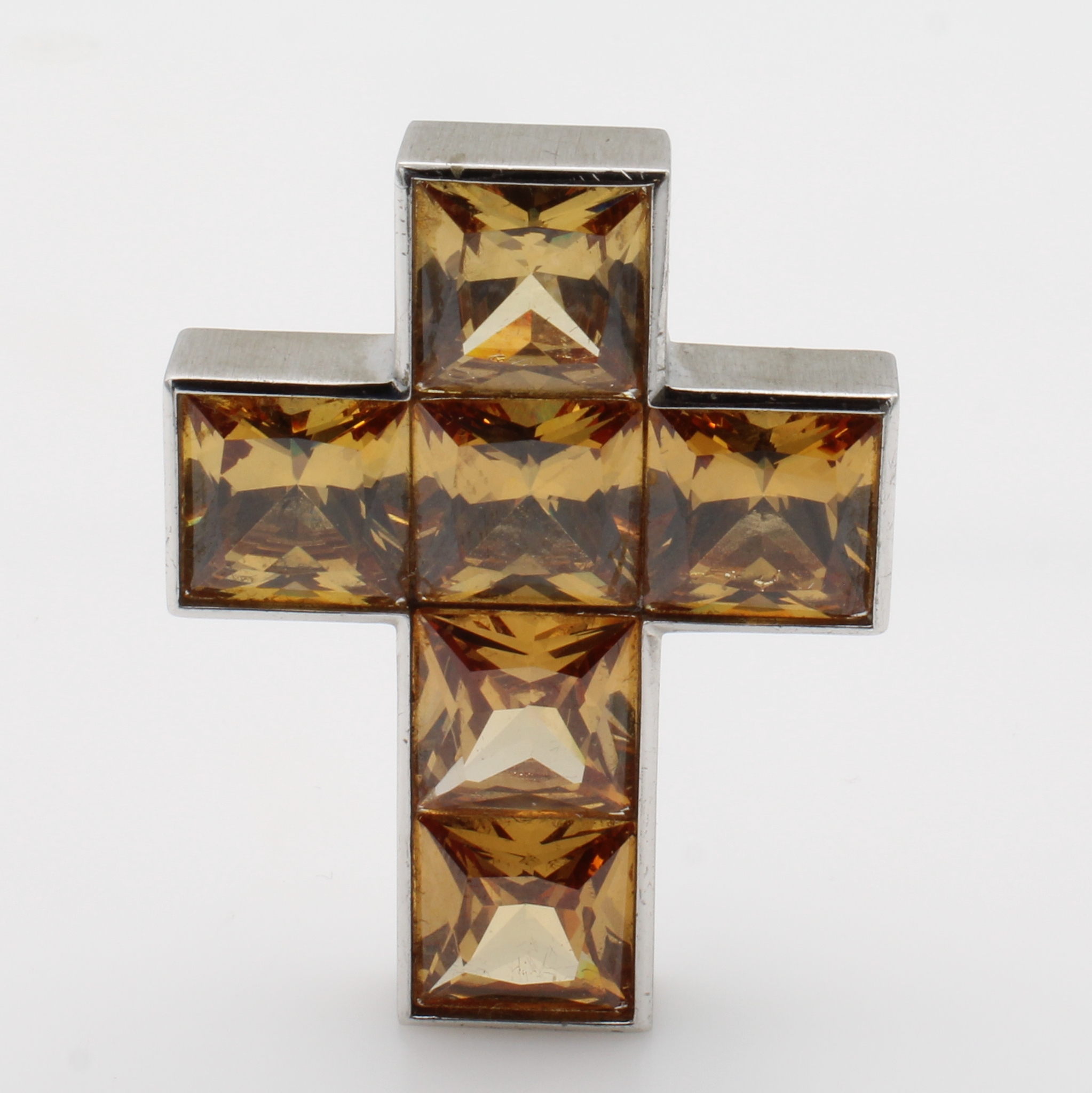 Image 27025448 - BUNZ Kreuzanhänger mit Synthesen, 925er Silber, Oberfläche fein gebürstet, 6 facett. ...