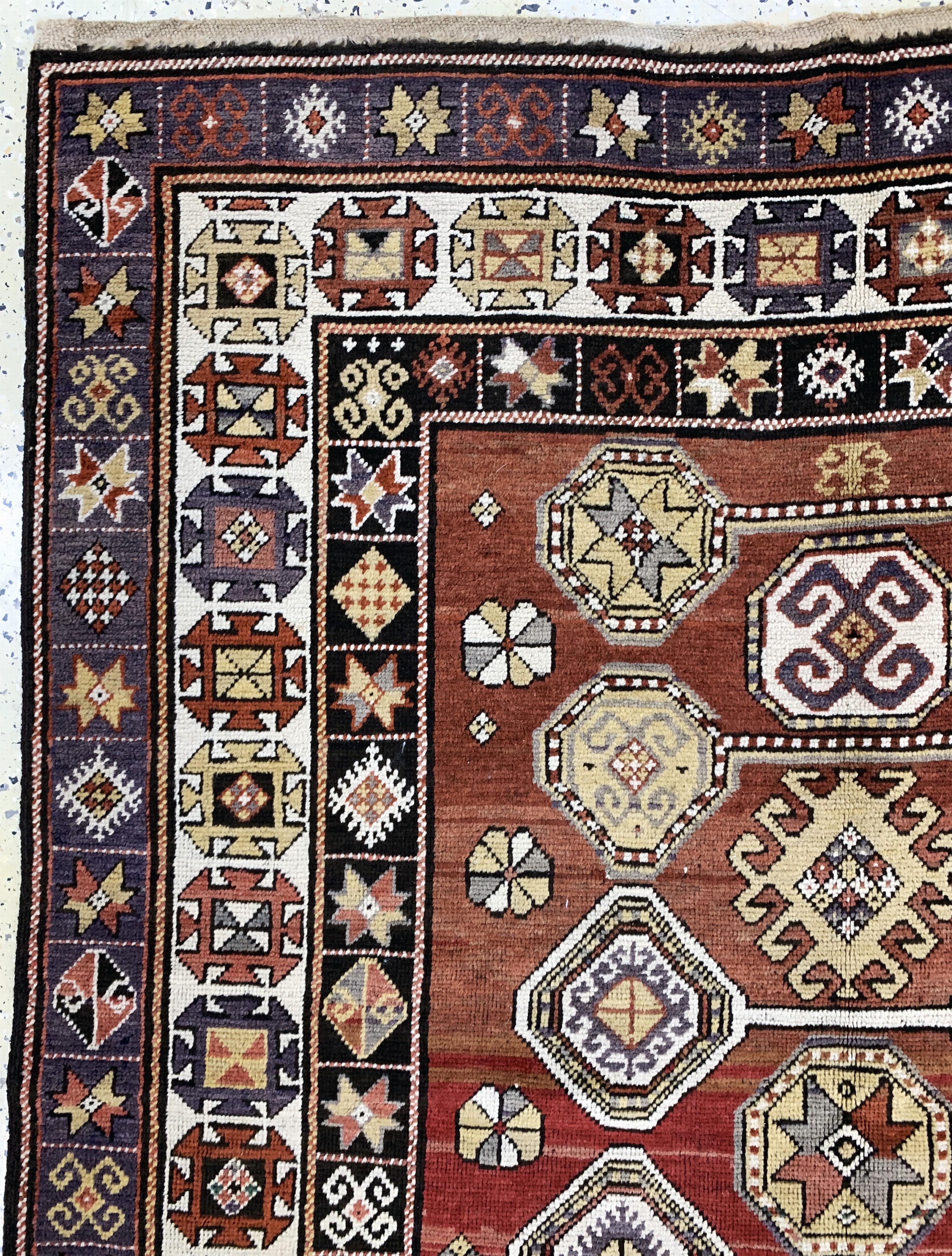 Detail e: Karabagh antik, Kaukasus, um 1900, Wolle auf Wolle, ca. 300 x 157 cm, EHZ: 2