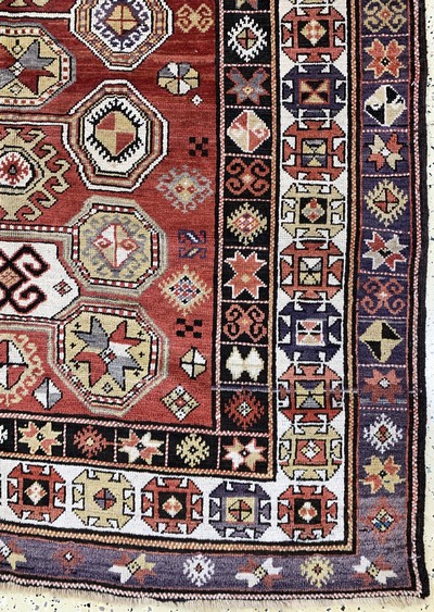 27025521a - Karabagh antik, Kaukasus, um 1900, Wolle auf Wolle, ca. 300 x 157 cm, EHZ: 2 ...