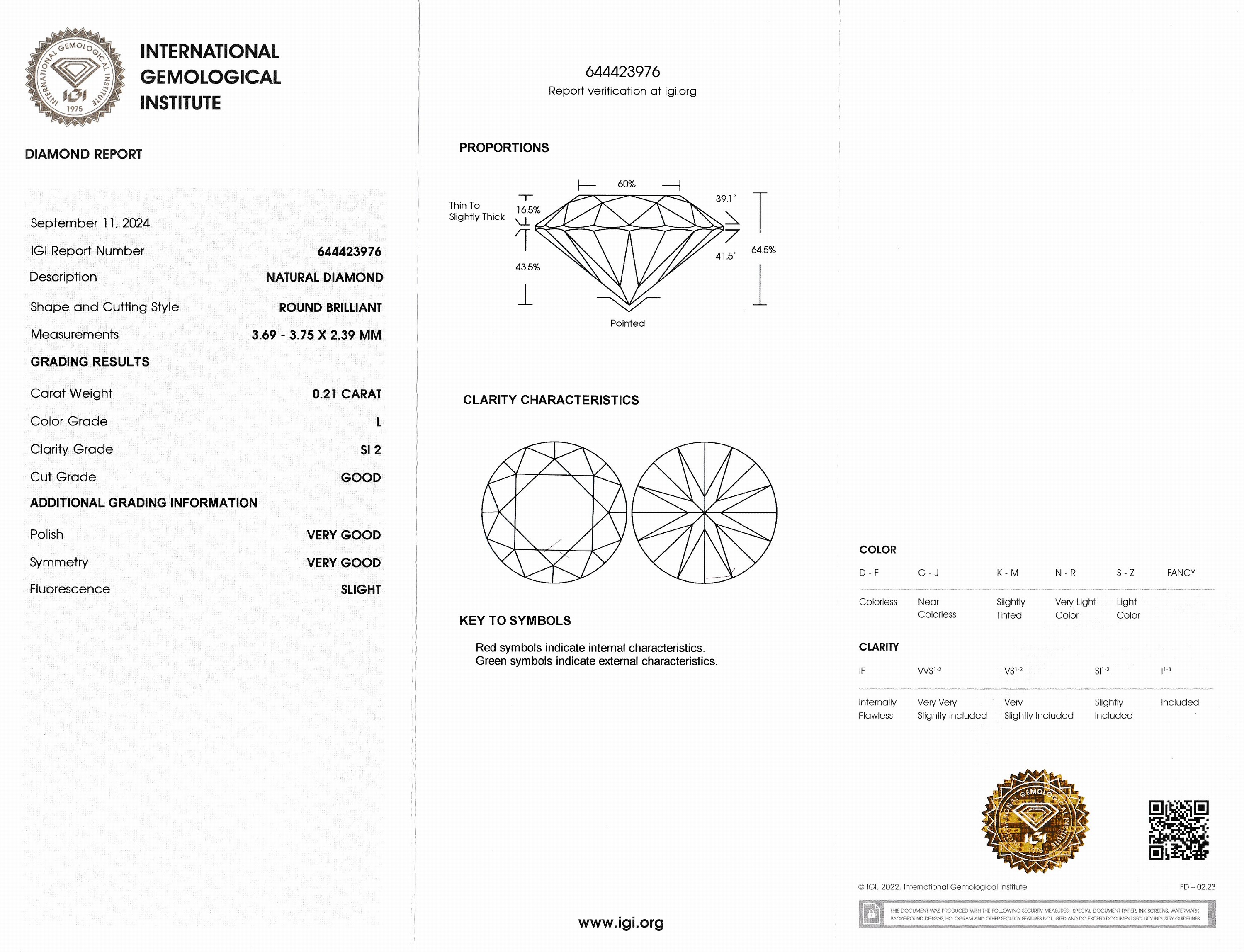 Detail a: Loser Brillant, 0.21 ct get.Weiß(L)/si2, eingeschweißt, mit IGI-Expertise