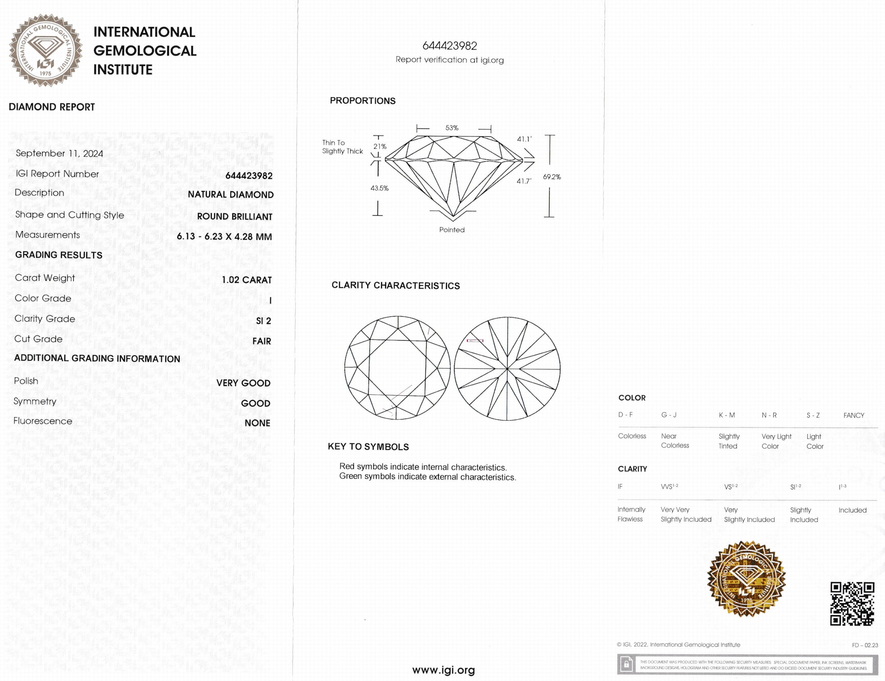Detail a: Loser Brillant, 1.02 ct l.get.Weiß(I)/si2, eingeschweißt, mit IGI-Expertise