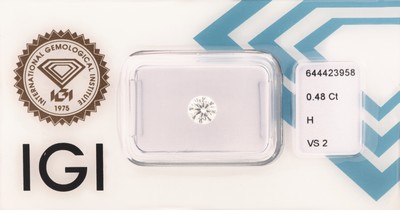 Image Loser Brillant, 0.48 ct Weiß(H)/vs2, eingeschweißt, mit IGI-Expertise Schätzpreis: ...